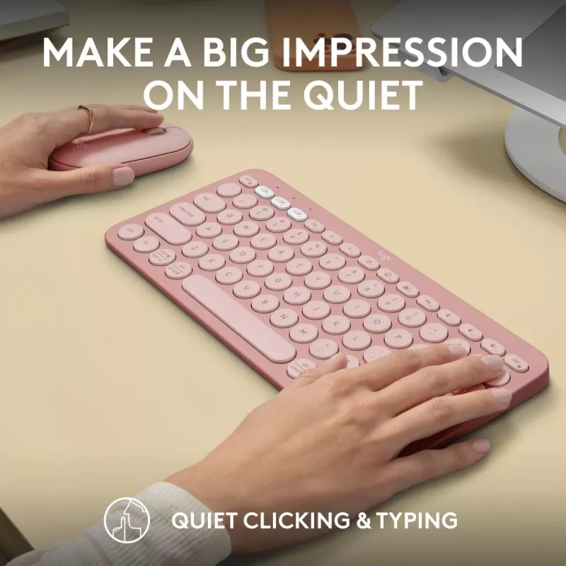 Logitech Pebble 2 Combo juhtmeta klaviatuur ja hiir roosa QWERTY