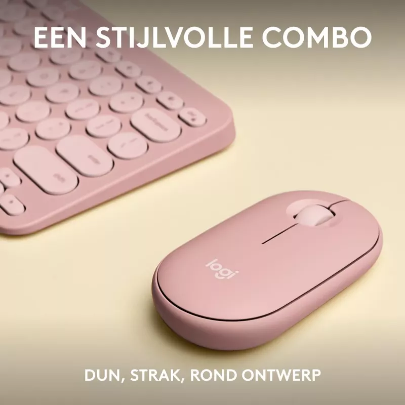 Logitech Pebble 2 Combo juhtmeta klaviatuur ja hiir roosa QWERTY
