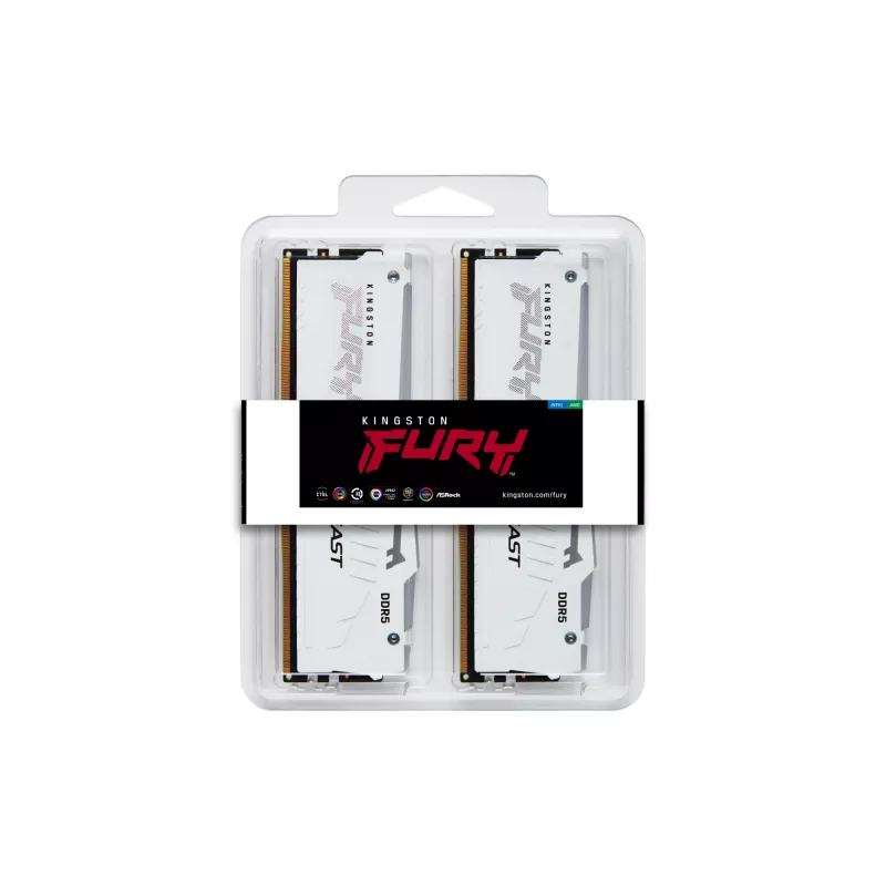 Kingston Technology FURY Beast 32GB 6000MT/s DDR5 CL36 DIMM (2 tk komplekt) Valge RGB EXPO