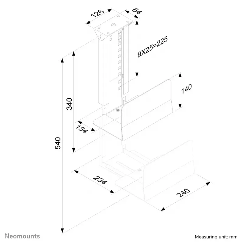 Neomounts CPU-D200SILVER protsessori hoidik - max 30 kg - universaalne
