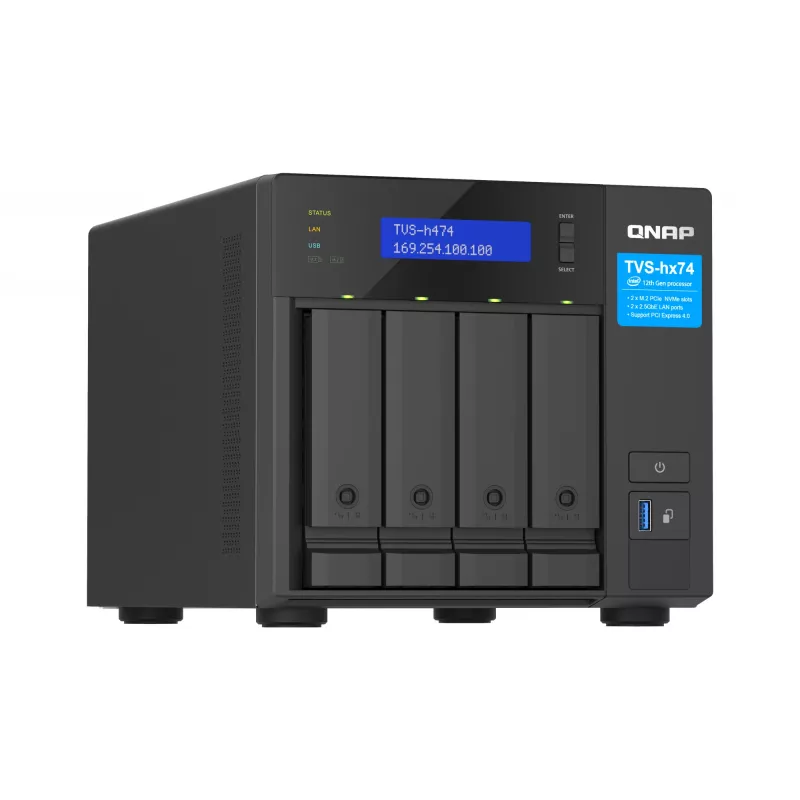 QNAP TVS-H474 NAS Tower Intel® Pentium® G7400 8 GB DDR4 0 TB QuTS hero Must