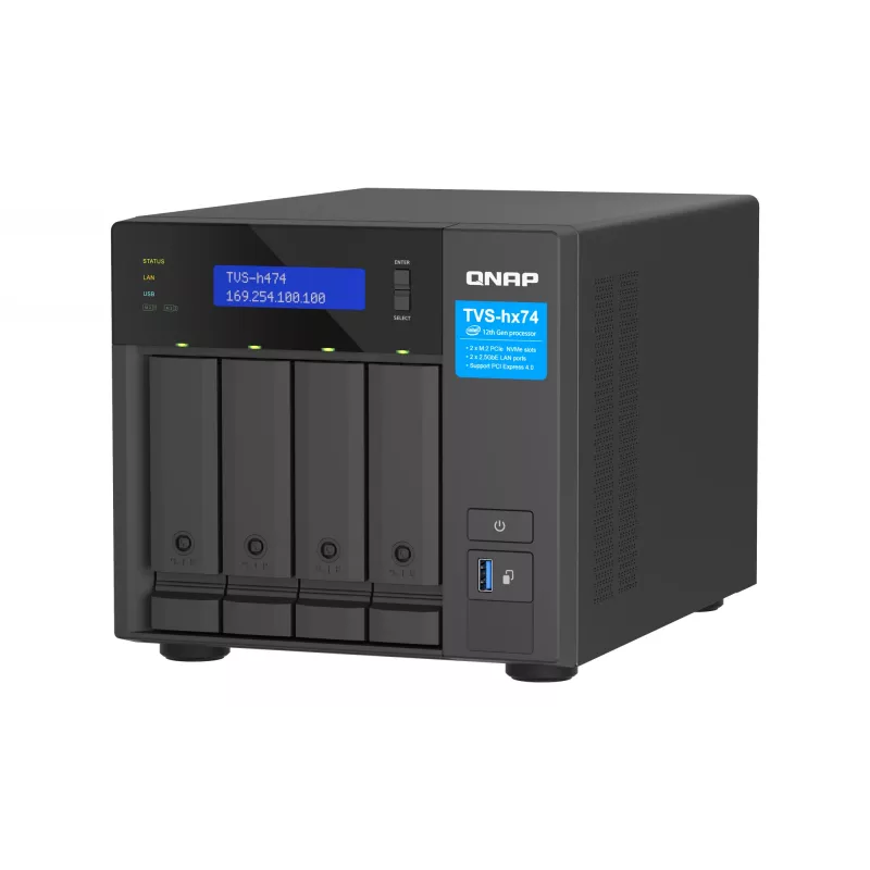 QNAP TVS-H474 NAS Tower Intel® Pentium® G7400 8 GB DDR4 0 TB QuTS hero Must