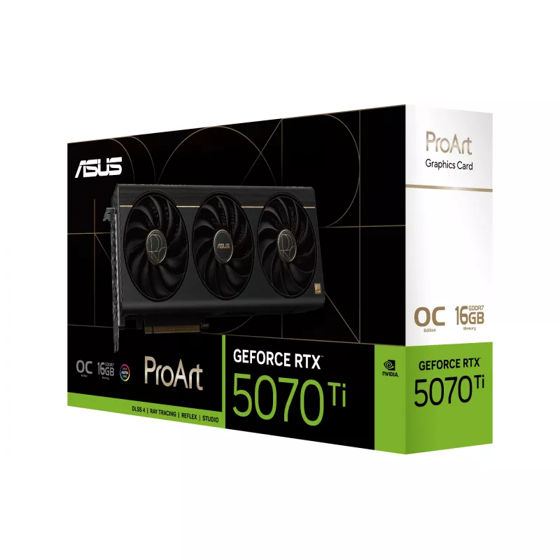 Graafikakaart ASUS ProArt GeForce RTX 5070 Ti 16GB GDDR7, PCIe 5.0, 256-bit, 304mm, 3 ventilaatorit