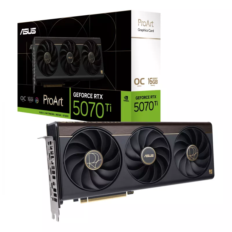 Graafikakaart ASUS ProArt GeForce RTX 5070 Ti 16GB GDDR7, PCIe 5.0, 256-bit, 304mm, 3 ventilaatorit