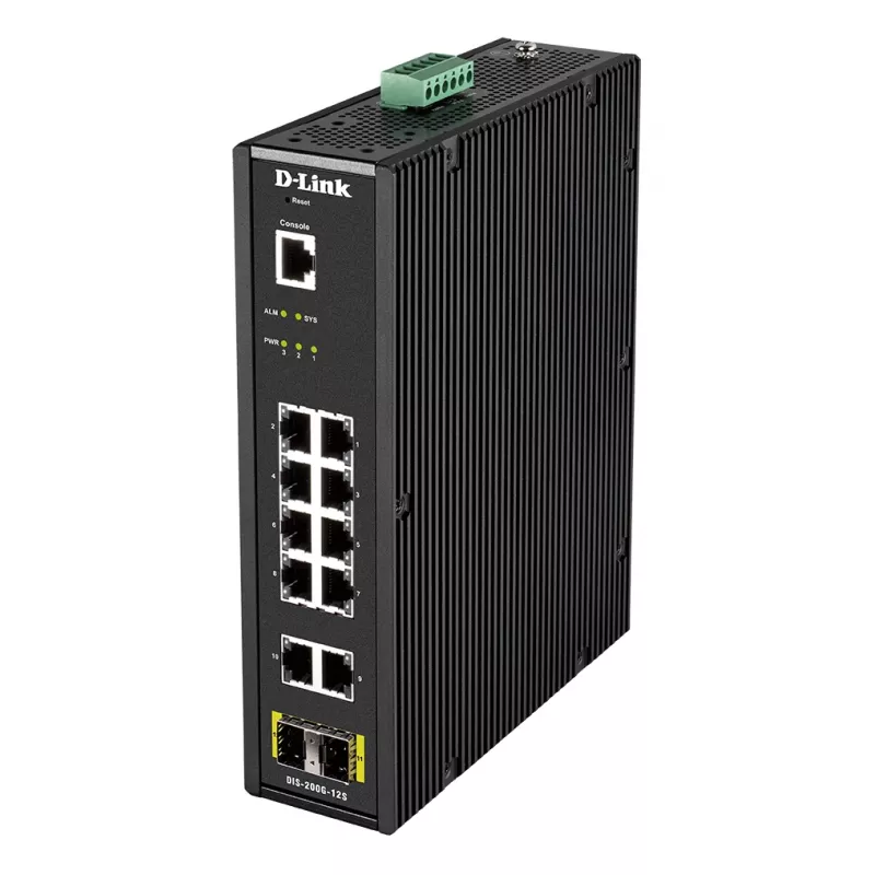 D-Link 12-Port L2 tööstuslik nutikas hallatav lüliti 10 x 1GBaseT(X) ja 2 x SFP