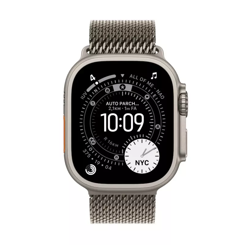APPLE Watch Ultra 3 (2025) 5G 49mm naturaalne titaankorpus naturaalse titaanist Milanese Loop S-ga