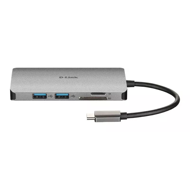 D-Link 8-in-1 USB-C jaotur HDMI/Ethernet/kaardilugeja/toiteedastusega
