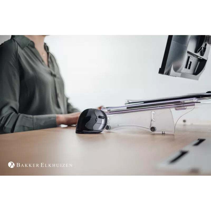 BakkerElkhuizen Evoluent D Medium Wireless, paremakäeline, vertikaalne disain, laser, RF juhtmevaba, 3200 DPI, must