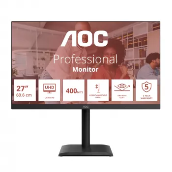 AOC E4 U27E4CV arvutimonitor 68,6 cm (27 tolli) 3840 x 2160 pikslit 4K Ultra HD LED must