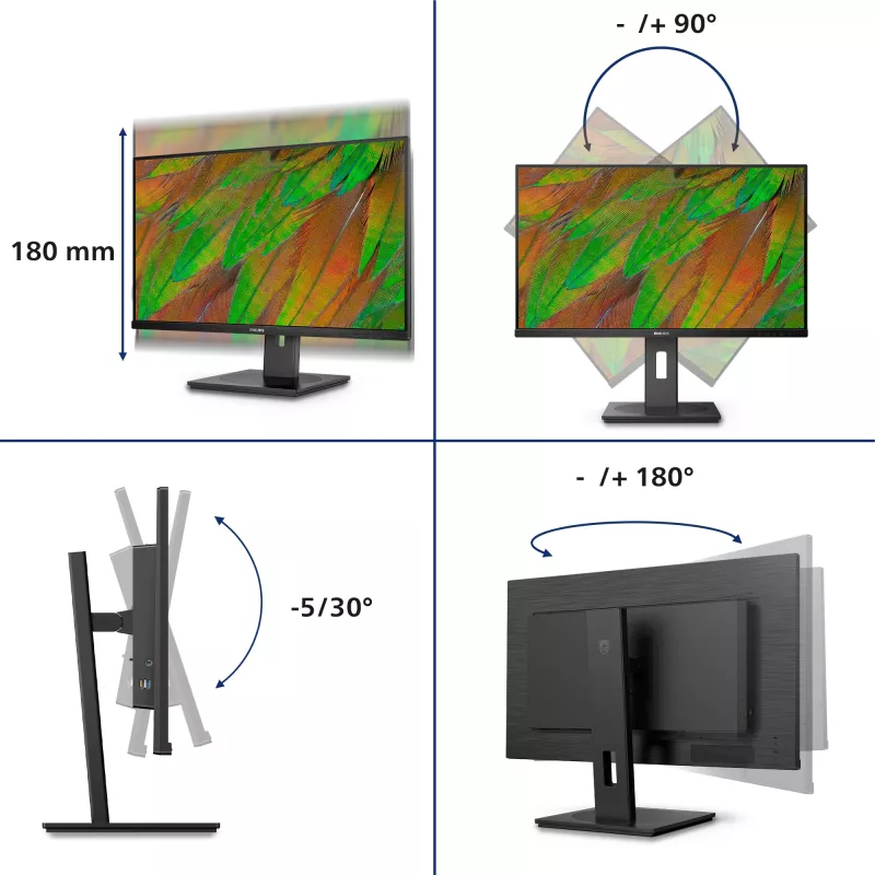 Philips 3000 seeria 32B1U3900/00 arvutimonitor 80 cm (31,5 tolli) 3840 x 2160 pikslit 4K Ultra HD LCD must