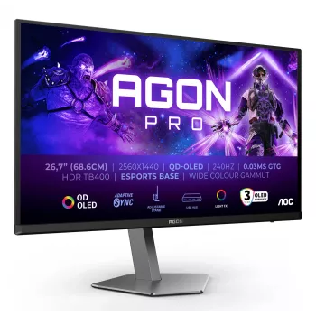 AOC AGON PRO AG276QZD2 arvutimonitor 67,3 cm (26,5 tolli) 2560 x 1440 pikslit Quad HD QD-OLED must, hall