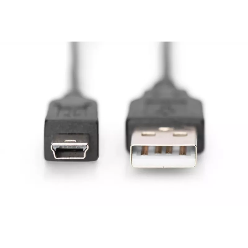 DIGITUS USB 2.0 ühenduskaabel, tüüp A - mini B (5pin) M/M, 1m USB 2.0 ühilduv must