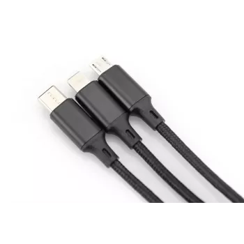 DIGITUS 3-in-1 Charger kaabel USB A-Lightning + micro B + USB-C 1m