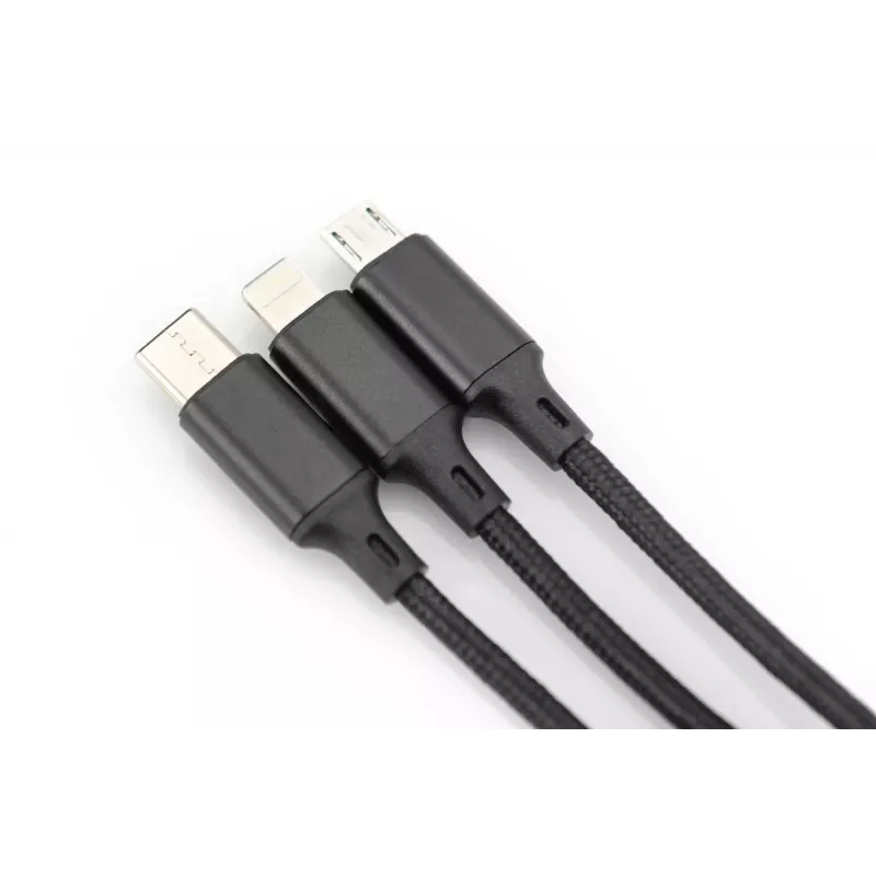 DIGITUS 3-in-1 Charger kaabel USB A-Lightning + micro B + USB-C 1m