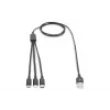 DIGITUS 3-in-1 Charger kaabel USB A-Lightning + micro B + USB-C 1m