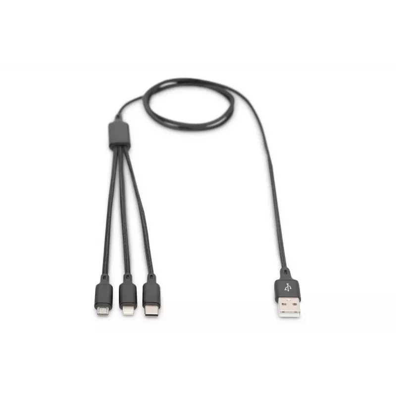 DIGITUS 3-in-1 Charger kaabel USB A-Lightning + micro B + USB-C 1m