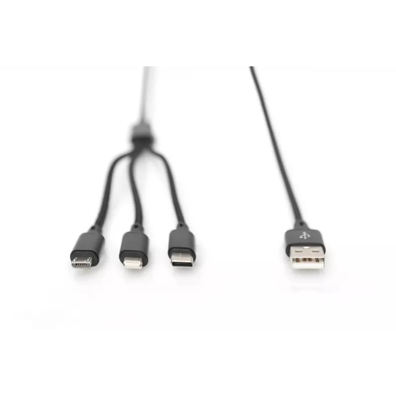 DIGITUS 3-in-1 Charger kaabel USB A-Lightning + micro B + USB-C 1m