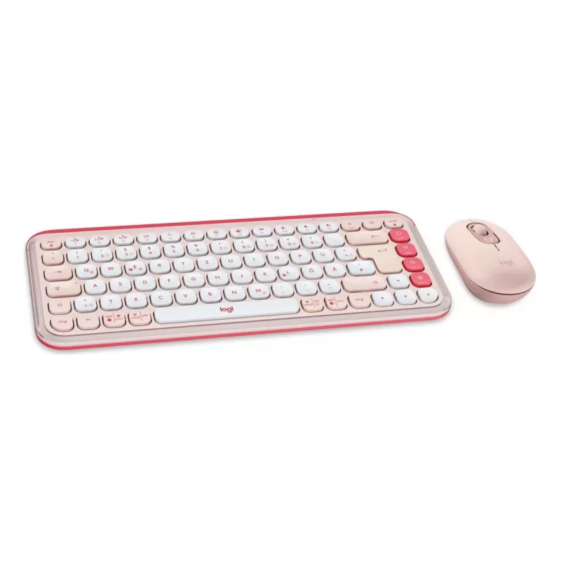 LOGITECH traadita komplekt - Pop Icon - Roosa ja valge Qwertz Saksa