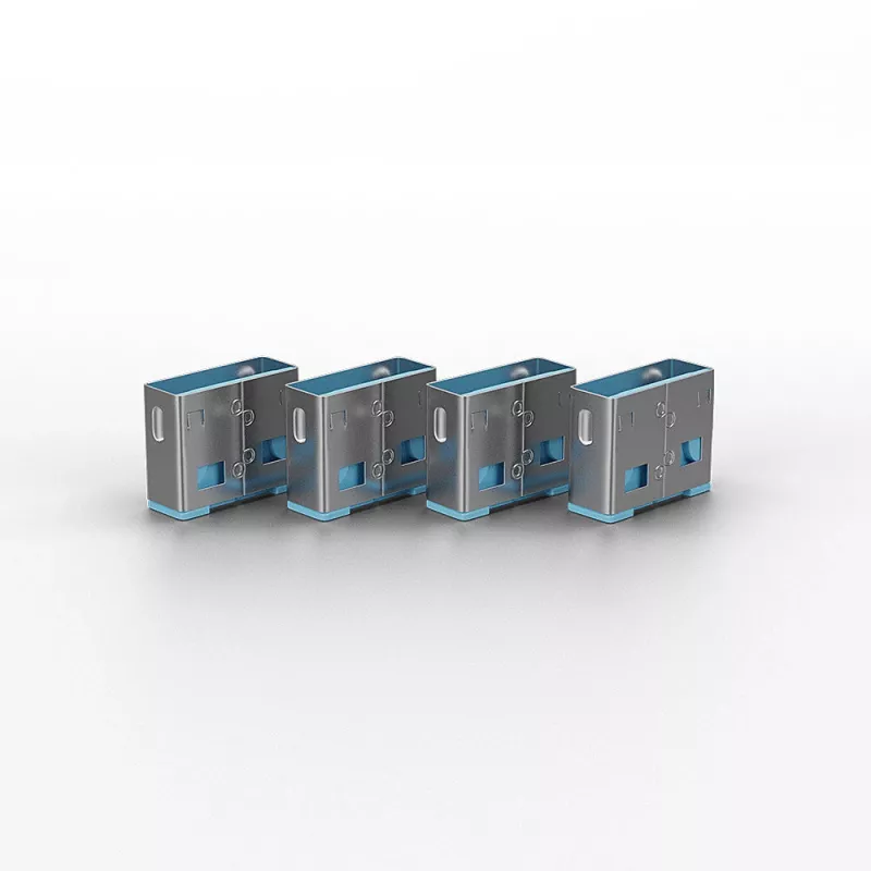 Lindy USB-pordi blokeerija - 4 tk pakend, Värvikood: Sinine, Pordi blokeerija + võti, USB A-tüüp, Sinine, Akrüülnitriilbutadieenstüreen (ABS), 5 tk, Kilekott
