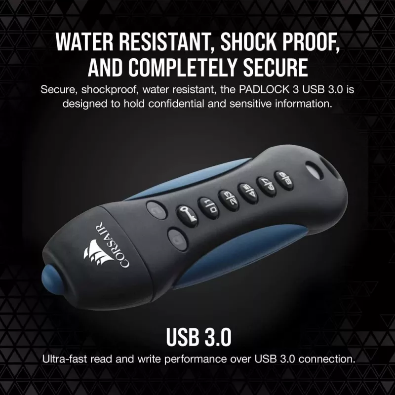 CORSAIR Flash Padlock 3 Secure - 256 GB - USB-mälupulk - USB 3.0