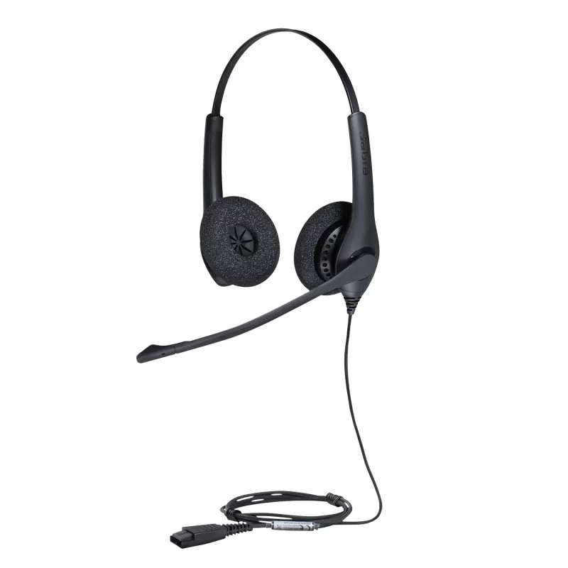 Jabra BIZ 1500 Duo QD EMEA, juhtmega, kontori/kõnekeskuse jaoks, 20–4500 Hz, 74 g, peakomplekt, must