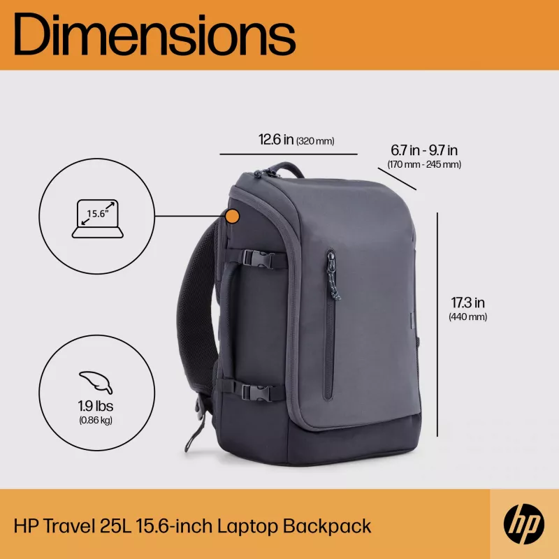 HP Travel 25 Liter 15.6 Iron hall Laptop Backpack, seljakott, 39,6 cm (15,6 tolli), 860 g