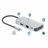 Manhattan USB-C dokkimisjaam/jaotur kaardilugejaga, pordid (x6): Ethernet, HDMI, USB-A (x3) ja USB-C, USB-toiteedastus (100 W) USB-C pordile (märkus: lisaks on vaja USB-C seinlaadijat ja USB-C kaablit), universaalne kõikidele seadmetele, kaabel 15 cm, alumiinium, hõbedane