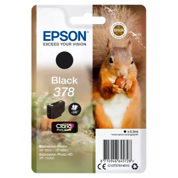 Epson Squirrel Singlepack Must 378 Claria Photo HD Tint, standardne saagis, must, pigmendipõhine tint, 5,5 ml, 1 tk, 240 lehekülge