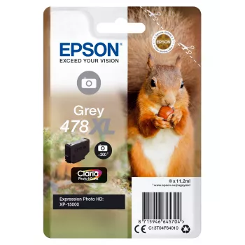 Epson Squirrel Singlepack Grey 478XL Claria Photo HD tint, suure (XL) mahutavusega, hall, pigipõhine tint, 11,2 ml, 1 tk, 200 lehekülge