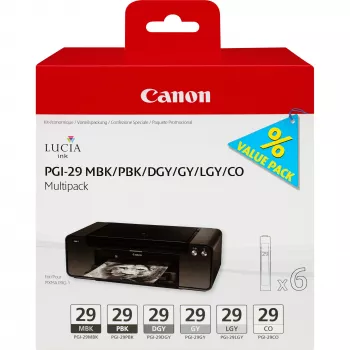 Canon PGI-29 MBK/PBK/DGY/GY/LGY/CO 6 tindikassetikomplekt