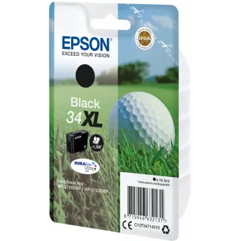 Epson Golf ball üksikpakend must 34XL DURABrite Ultra tint, kõrge (XL) saagis, must, pigmendipõhine tint, 16,3 ml, 1 tk, 1100 lehekülge