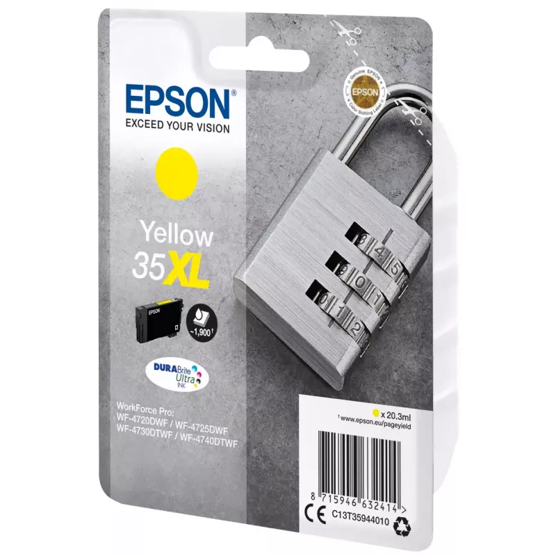 Epson Padlock üksikpakendis kollane 35XL DURABrite Ultra tindikassett