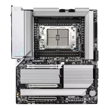 GIGABYTE TRX50 AERO D emaplaat – toetab AMD Ryzen Threadripper 9000 seeria protsessoreid, 16+8+4 faasi digitaalne VRM, kuni 7800MHz DDR5 (OC), 3xPCIe 5.0 + 1xPCIe 4.0 M.2, Wi-Fi 7, 10GbE LAN, USB4