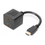 DIGITUS HDMI Y-jaoturkaabel, tüüp A - 2 x tüüp A M/F, 20 cm passiivne, Full HD, kuld must