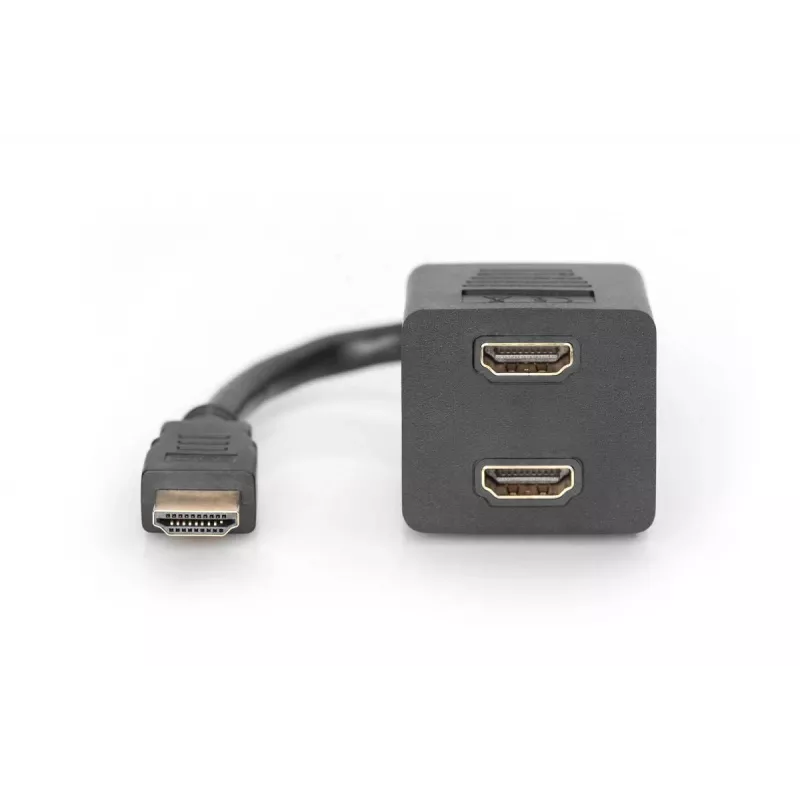 DIGITUS HDMI Y-jaoturkaabel, tüüp A - 2 x tüüp A M/F, 20 cm passiivne, Full HD, kuld must
