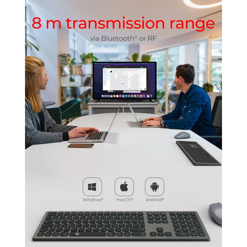 KeySonic KSK-8023BTRF (DE) klaviatuur Universaalne Bluetooth QWERTZ Saksa Antratsiit, Must