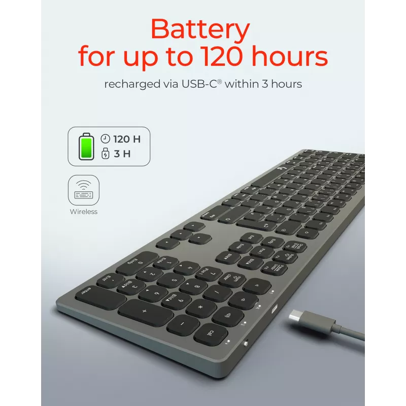 KeySonic KSK-8023BTRF (DE) klaviatuur Universaalne Bluetooth QWERTZ Saksa Antratsiit, Must