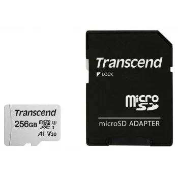 TRANSCEND Micro Sdxc Card 300s 256GB Uhs-i U3 adapteriga