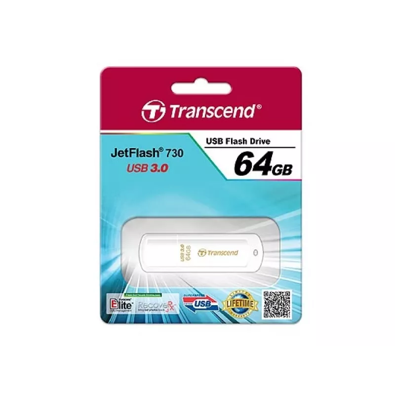 TRANSCEND Jetflash 730 - 64 GB USB-mälupulk - USB 3.0 - valge