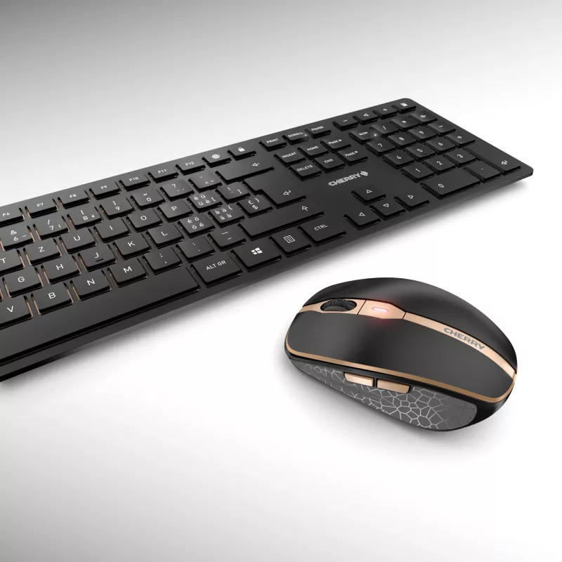 CHERRY DW 9100 SLIM klaviatuur Hiir kaasas Universaalne RF juhtmevaba + Bluetooth QWERTZ Šveitsi must