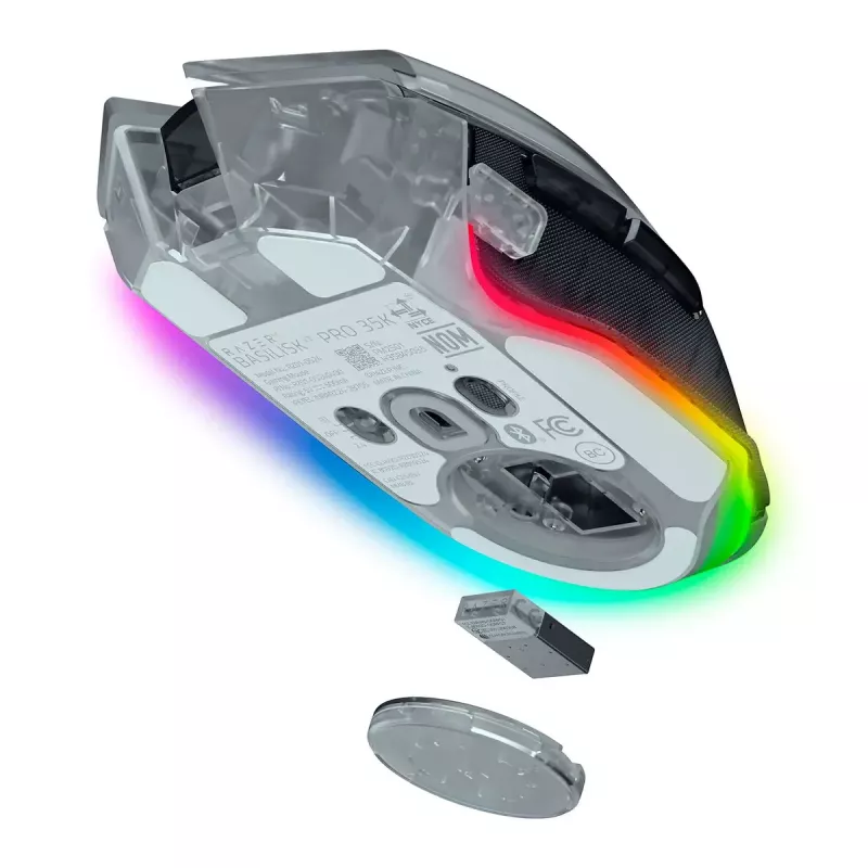Gaming hiir Razer Basilisk V3 Pro 35K Phantom Valge Edition — optimeeritud mängupind optilistele ja laserhiirtele