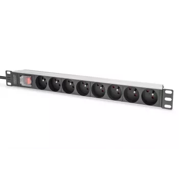 DIGITUS 1U alumiiniumist PDU, rack'ile paigaldatav, 8x CEE 7/5 nimivõimsus: 16A, 4000W, 250VAC 50/60Hz,