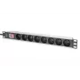 DIGITUS 1U alumiiniumist PDU, rack'ile paigaldatav, 8x CEE 7/5 nimivõimsus: 16A, 4000W, 250VAC 50/60Hz,