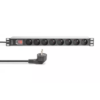 DIGITUS 1U alumiiniumist PDU, rack'ile paigaldatav, 8x CEE 7/5 nimivõimsus: 16A, 4000W, 250VAC 50/60Hz,