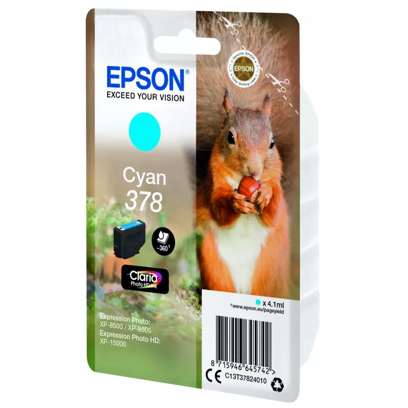 Epson Squirrel Singlepack tsüaan 378 Claria Photo HD Ink