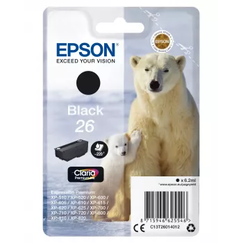 Epson Polar bear Singlepack Must 26 Claria Premium Ink, Standard Yield, Must, Pigment-based tint, 6,2 ml, 1 tk, 220 lehekülge