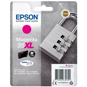Epson Padlock üksikpakend magenta 35XL DURABrite Ultra tint, kõrge (XL) saagis, magenta, pigmendipõhine tint, 20.3 ml, 1 tk, 1900 lehekülge