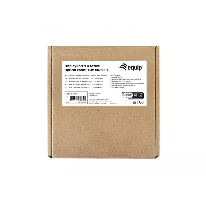 Equip DisplayPort 1.4 aktiivne optiline kaabel, 15 m, 8K/60Hz