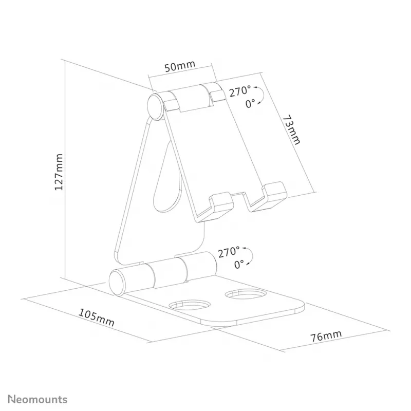 Neomounts DS10-160SL1 Telefonihoidik kuni 7 tolli - kokkupandav - universaalne