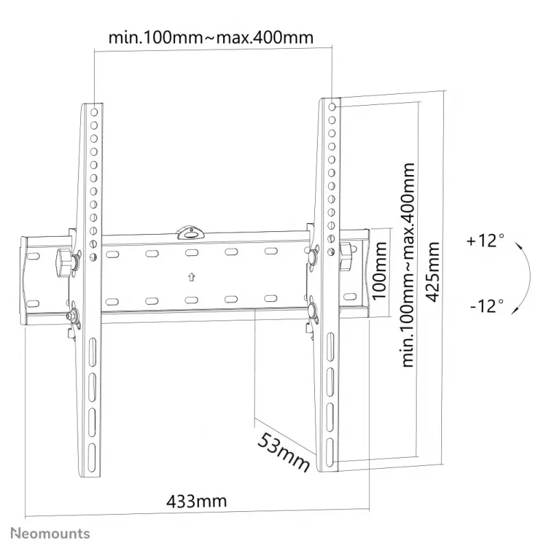 Neomounts FPMA-W350Must TV-kinnitus seinale 32-55 tolli - kallutatav